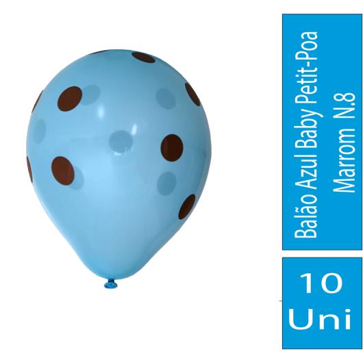 Balão Confesta N.8 Azul Baby Petit-Poa Marrom 10uni - Imagem em destaque