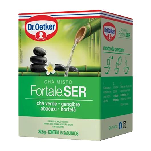 Chá Misto Fortale-SER Dr. Oetker Chá Verde, Gengibre, Abacaxi e Hortelã 22,5g - Imagem em destaque