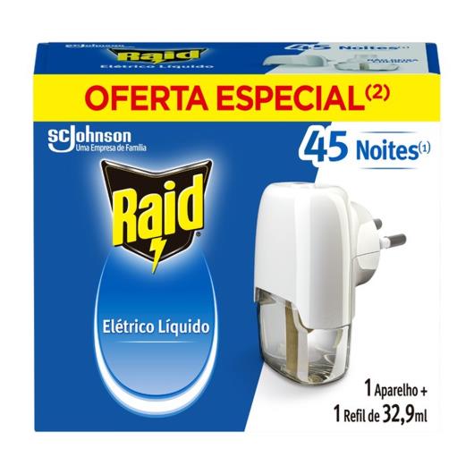 Repelente Elétrico Líquido Raid 45 Noites Aparelho e Refil de 32,9ml Oferta Especial - Imagem em destaque
