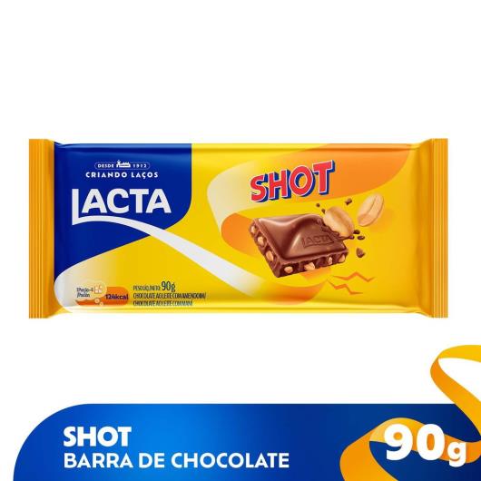 Chocolate ao Leite com Amendoim Lacta Shot Pacote 90g - Imagem em destaque