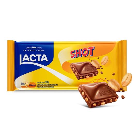 Chocolate ao Leite com Amendoim Lacta Shot Pacote 90g - Imagem em destaque