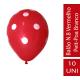 Balão N.8 Vermelho Peit-Poa Branco 10Uni - Imagem 1000016761.jpg em miniatúra