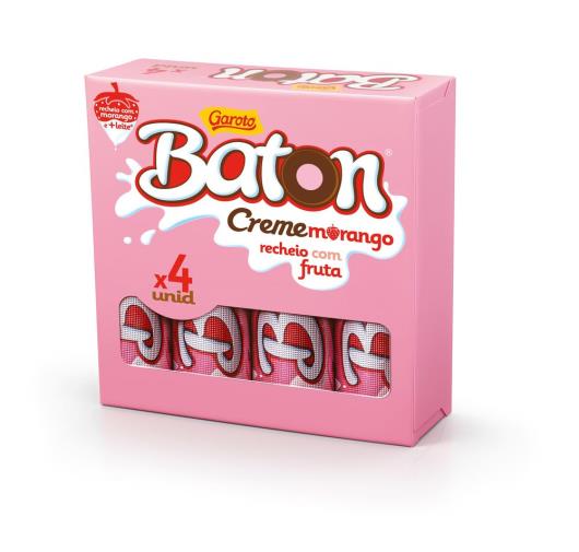 Chocolate GAROTO BATON Recheado Morango Pack 64g - Imagem em destaque