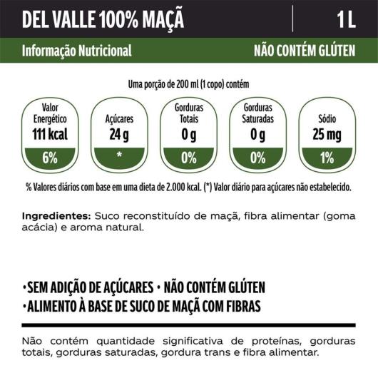 Suco Del Valle 100% Fruta Sabor Maçã TP 1L - Imagem em destaque
