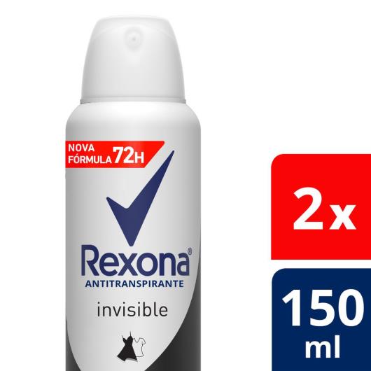 Desodorante Antitranspirante Aerosol Feminino Rexona Invisible 72 Horas 2 X 150ml - Imagem em destaque