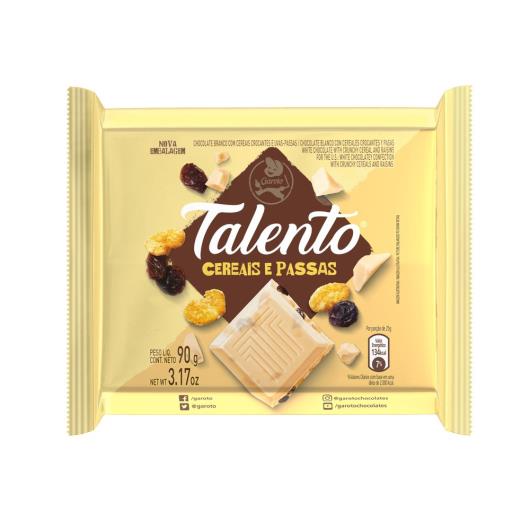 Chocolate GAROTO TALENTO Branco com Cereais e Passas 90g - Imagem em destaque