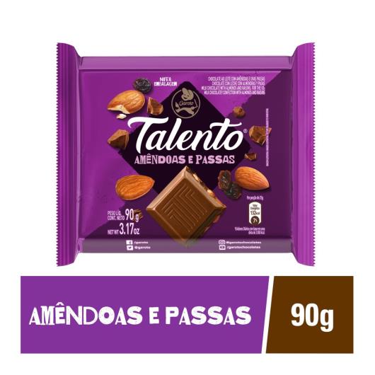 Chocolate GAROTO TALENTO com Amêndoas e Passas 90g - Imagem em destaque