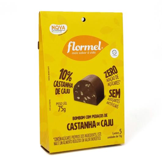 Bombom Flormel com pedaços de Castanha de Caju Zero 75g - Imagem em destaque