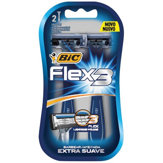 Aparelho de Barbear Bic Flex 3 Extra Suave Azul 2 unidades - Imagem em destaque