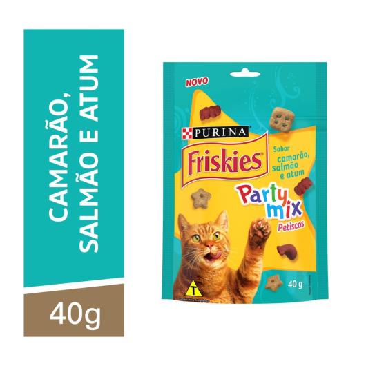 NESTLÉ® PURINA® FRISKIES® PARTY MIX Petisco para Gatos Adultos Camarão, Salmão e Atum 40g - Imagem em destaque