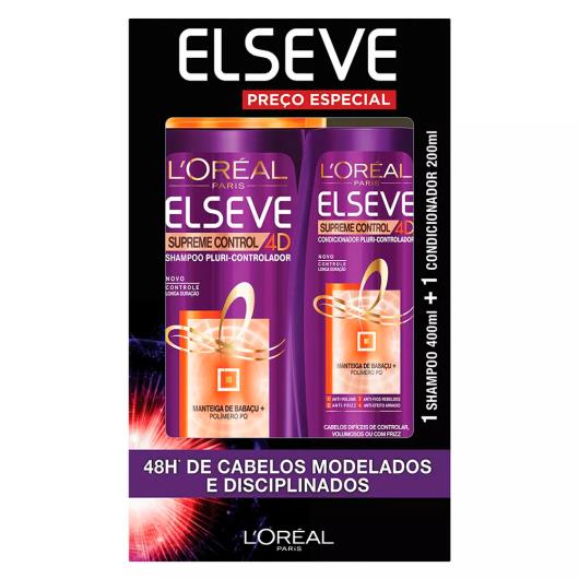 Shampoo 400ml + Condicionador 200ml Elseve Supreme Control 4D Preço Especial Unidade - Imagem em destaque