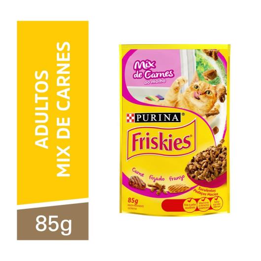 NESTLÉ® PURINA® FRISKIES® Ração Úmida para Gatos Adultos Mix de Carnes ao molho 85g - Imagem em destaque