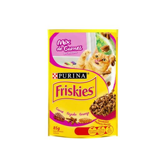 NESTLÉ® PURINA® FRISKIES® Ração Úmida para Gatos Adultos Mix de Carnes ao molho 85g - Imagem em destaque