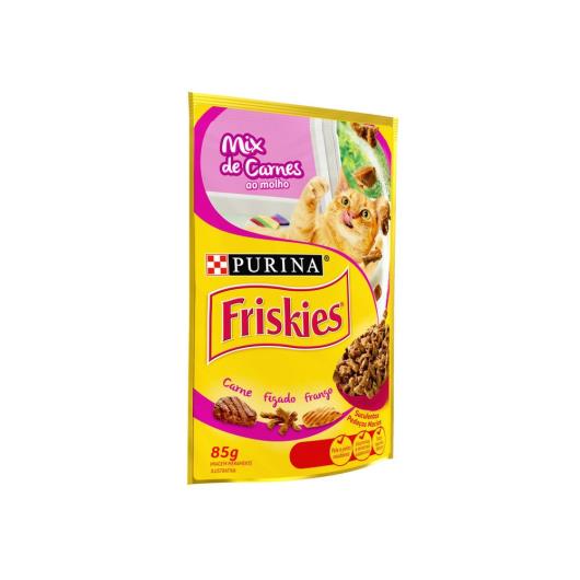 NESTLÉ® PURINA® FRISKIES® Ração Úmida para Gatos Adultos Mix de Carnes ao molho 85g - Imagem em destaque