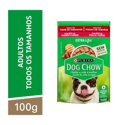 NESTLÉ® PURINA® DOG CHOW® ExtraLife® Ração Úmida para Cães Adultos de Todos os Tamanhos Mix de Frango e Carne 100g - Imagem em destaque