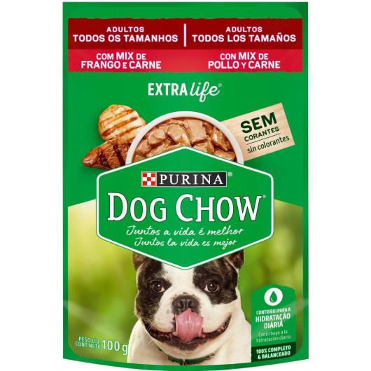 NESTLÉ® PURINA® DOG CHOW® ExtraLife® Ração Úmida para Cães Adultos de Todos os Tamanhos Mix de Frango e Carne 100g - Imagem em destaque