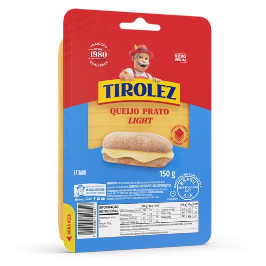 Queijo Prato Light Fatiado Tirolez 150g - Imagem em destaque