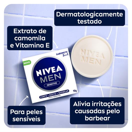 SABONETE NIVEA SENSITIVE 3 EM 1 MEN 90g - Imagem em destaque