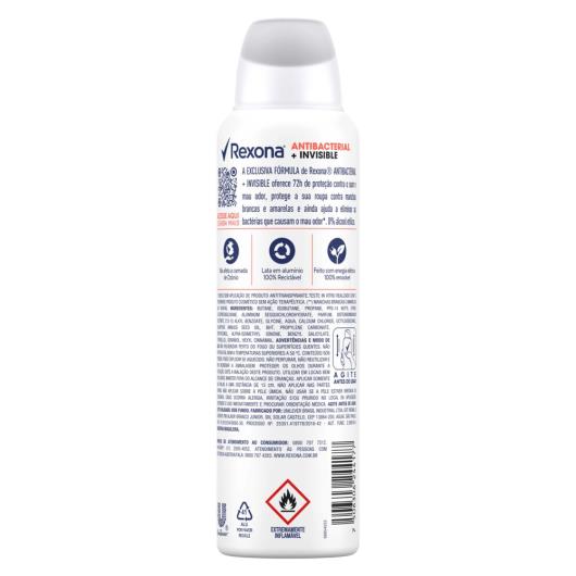 Desodorante Aerosol Feminino Rexona Antibacterial + Invisible 150ml - Imagem em destaque