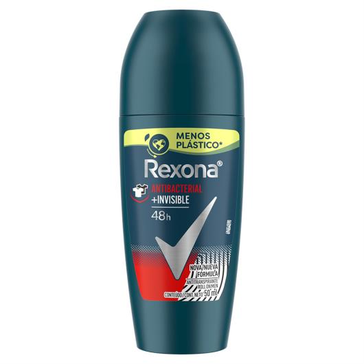 Desodorante Antitranspirante Rexona Masculino Roll On Antibacterial + Invisible 50ml - Imagem em destaque