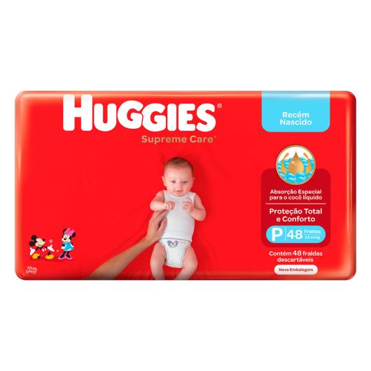 Fralda Descartável Infantil Huggies Supreme Care Recém-Nascido P Pacote 48 Unidades - Imagem em destaque