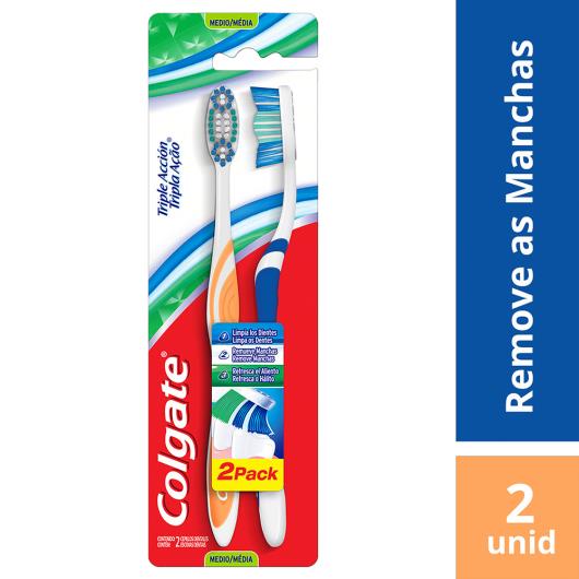 Escova Dental Média Colgate Tripla Ação 2 Unidades - Imagem em destaque