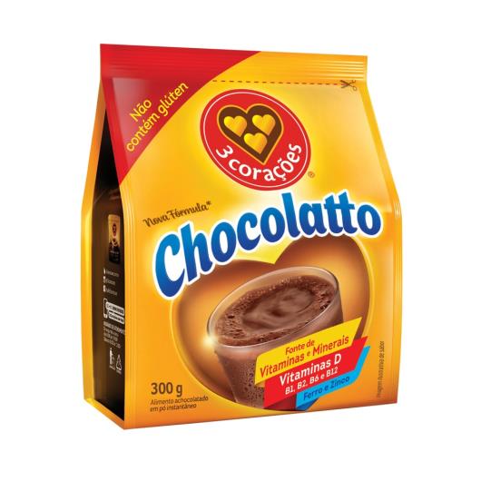 Achocolatado Pó 3 Corações Chocolatto Pacote 300g - Imagem em destaque
