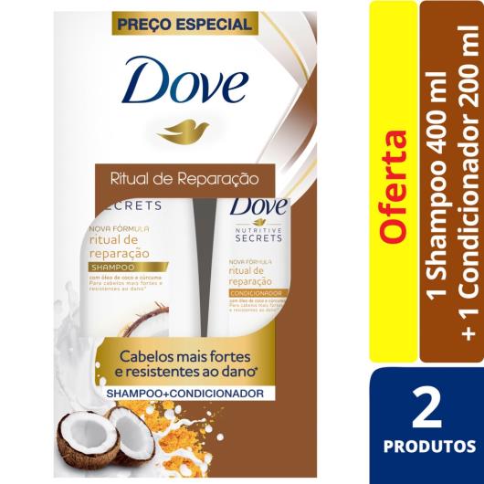 Kit Shampoo 400ml + Condicionador 200ml Dove Nutritive Secrets Ritual de Reparação - Imagem em destaque
