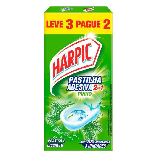 Harpic Limpador e Aromatizador Pastilha Adesiva Power 2 em 1 Pinho 3 unidades 9g cada Leve 3 Pague 2 - Imagem em destaque