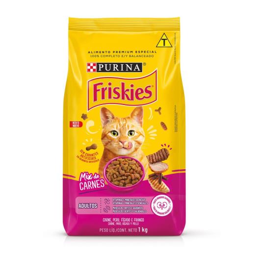 NESTLÉ® PURINA® FRISKIES® Ração Seca para Gatos Adultos Mix de Carnes 1kg - Imagem em destaque