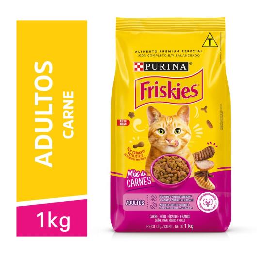 NESTLÉ® PURINA® FRISKIES® Ração Seca para Gatos Adultos Mix de Carnes 1kg - Imagem em destaque