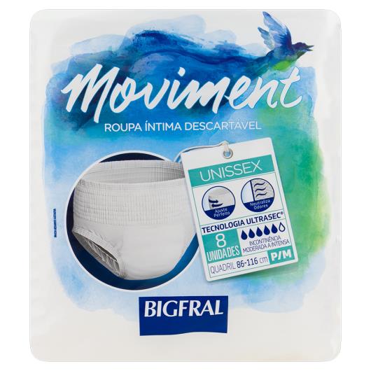 Roupa Íntima Descartável Unissex Bigfral Moviment P/M Pacote 8 Unids - Imagem em destaque