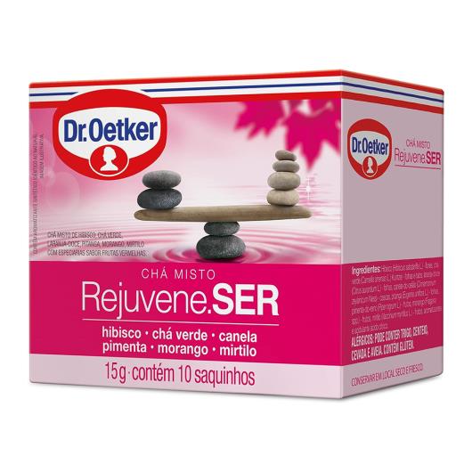 Chá Misto Rejuvene-SER Hibisco, Chá Verde, Canela, Pimenta, Morango e Mirtilo Dr. Oetker 10 Sachês - Imagem em destaque