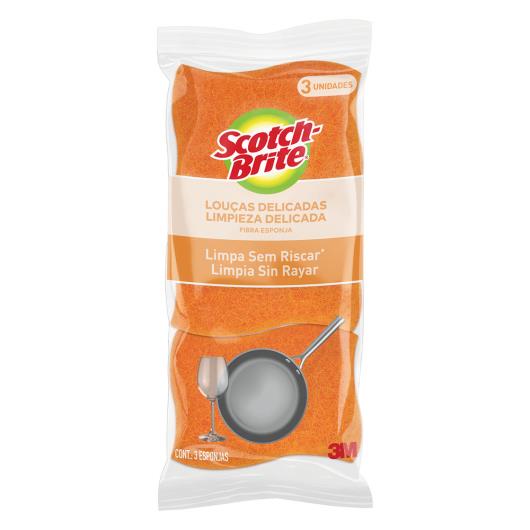 Esponja Laranja Não Risca Limpeza Delicada Scotch-Brite 3 Unidades - Imagem em destaque