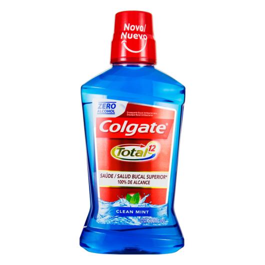 Enxaguante Bucal Antibacteriano Zero Álcool Clean Mint Colgate Total 12 Frasco 500ml - Imagem em destaque