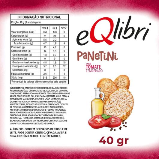Snack Tomate Temperado Eqlibri Panetini Pacote 40G - Imagem em destaque