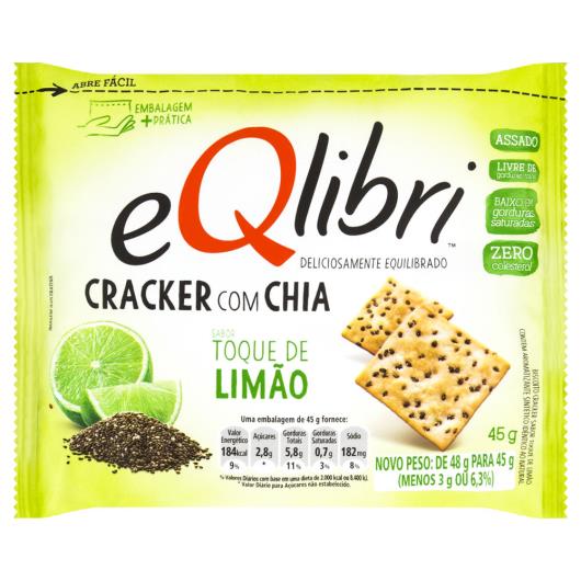 Biscoito Cracker Com Chia Toque De Limão Eqlibri Pacote 45G - Imagem em destaque