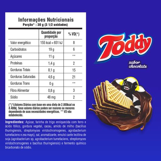 Biscoito Wafer Recheio Chocolate Toddy Pacote 132G - Imagem em destaque