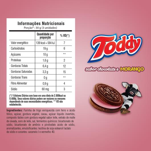 Biscoito Chocolate Recheio Morango Toddy Pacote 100G - Imagem em destaque