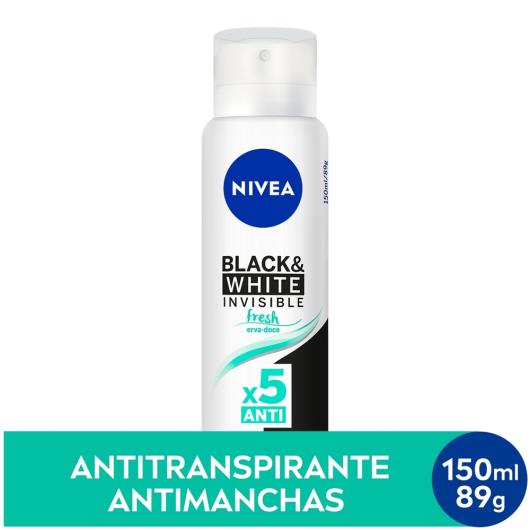 NIVEA Desodorante Antitranspirante Aerosol Invisible Black & White Fresh 150ml - Imagem em destaque
