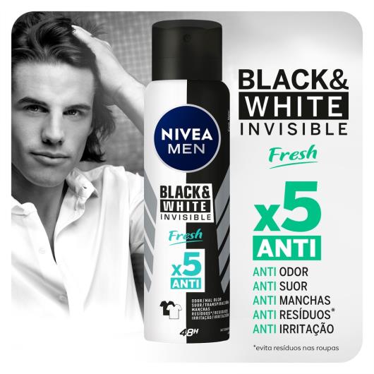 Antitranspirante Aerossol Nivea Men Invisible for Black & White Fresh 150ml - Imagem em destaque