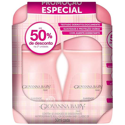 2 desodorantes roll-on Giovanna Baby Classic com 50% de desconto na segunda unid. - Imagem em destaque