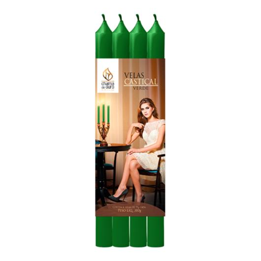 Vela Verde para Castiçal Chama de Ouro 4 Unidades - Imagem em destaque
