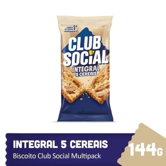 Biscoito Club Social Integral 5 Cereais multipack 144g - Imagem em destaque