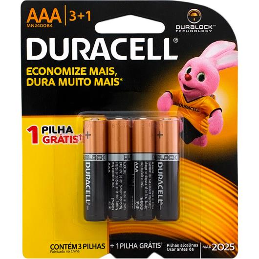 Pilha Duracell Alcalina AAA 3 unidades + 1 Grátis - Imagem em destaque