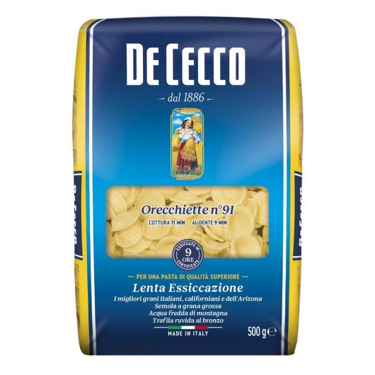 Macarrão de Sêmola Grano Duro Orecchiette n°91 De Cecco Pacote 500g - Imagem em destaque