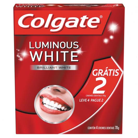 Kit creme dental Colgate Luminous White 70g leve 4 pague 2 - Imagem em destaque