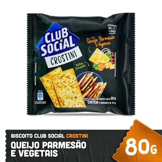 Biscoito Club Social Crostini Queijo Parmesão e Vegetais 80g - Imagem em destaque