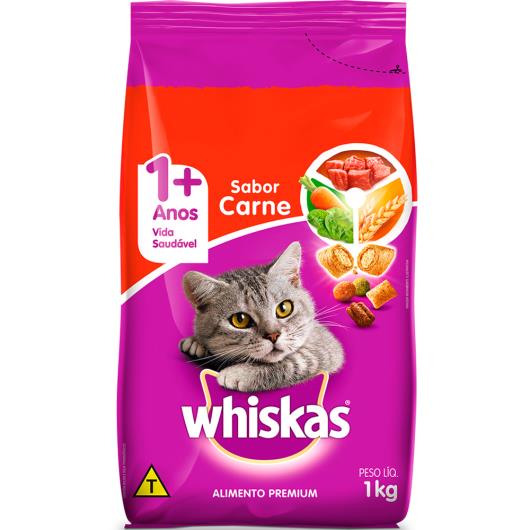 Ração para gatos Whiskas sabor carne 1kg - Imagem em destaque