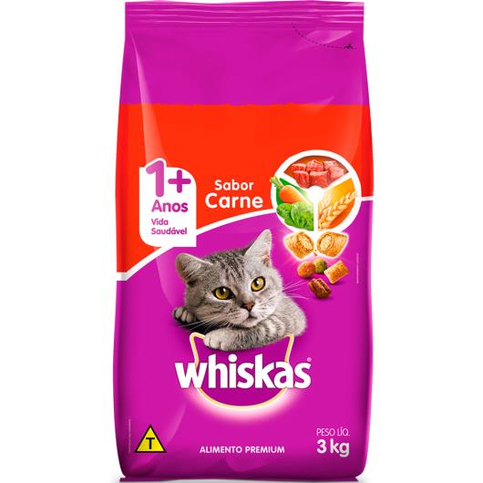 Ração para gatos Whiskas sabor carne 3kg - Imagem em destaque